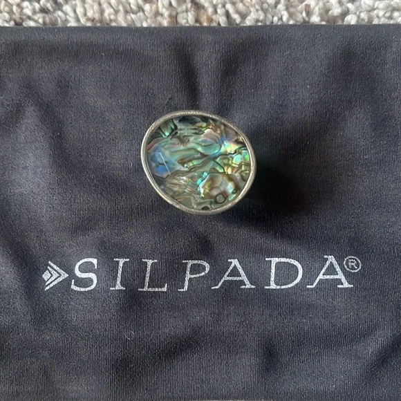 Iridescent stone ring sz 8 - Picture 2 of 3